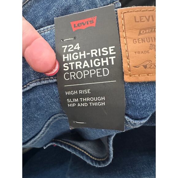 Levi's High Rise Straight Cropped Jeans - Soft - NEW- Size 34 - Picture 6 of 6